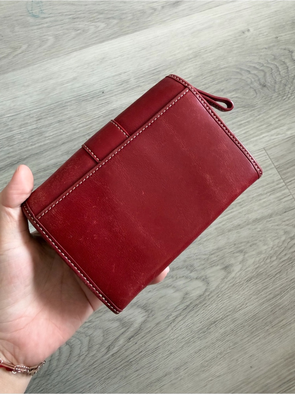 Coach Red Leather Zip Wallet for Men - Compact Card Organizer - Picture 2 of 3